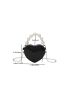 Mini Heart Design Novelty Bag Crocodile Embossed Faux Pearl Decor