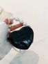 Mini Heart Design Novelty Bag Crocodile Embossed Faux Pearl Decor