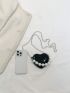 Mini Novelty Bag Crocodile Embossed Faux Pearl Decor Chain Strap