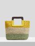 VCAY Colorblock Straw Bag