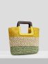 VCAY Colorblock Straw Bag