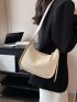 Small Hobo Bag Minimalist Snail & Letter Embossed Zipper PU