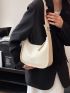 Small Hobo Bag Minimalist Snail & Letter Embossed Zipper PU