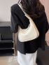 Small Hobo Bag Minimalist Snail & Letter Embossed Zipper PU