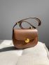 Mini Saddle Bag Brown Elegant Flap For Work