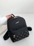 Small Classic Backpack Quilted Pattern Studded Decor