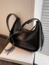 Small Hobo Bag Minimalist Snail & Letter Embossed Zipper PU