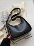 Small Hobo Bag Minimalist Snail & Letter Embossed Zipper PU