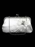 Small Ruched Bag Glamorous Rhinestone & Bow Decor Kiss Lock Chain Satin For Party