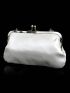 Small Ruched Bag Glamorous Rhinestone & Bow Decor Kiss Lock Chain Satin For Party