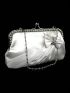 Small Ruched Bag Glamorous Rhinestone & Bow Decor Kiss Lock Chain Satin For Party