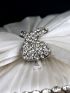 Small Ruched Bag Glamorous Rhinestone & Bow Decor Kiss Lock Chain Satin For Party