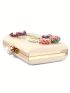 Mini Box Bag Fashionable Faux Pearl & Flower Decor Chain PU For Party