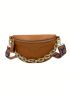 Thick Chain Women's Waist Bag Plaid Crossbody Chest Bag Handbag Purse Female Belt Bag Satchel Bag