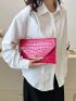 Crocodile Embossed Envelope Bag Funky Neon-pink PU