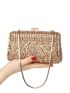 Mini Box Bag Glamorous Rhinestone Decor Chain For Party