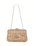 Mini Box Bag Glamorous Rhinestone Decor Chain For Party
