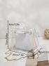Mini Square Bag With Inner Pouch Minimalist Transparent Double Handle Chain, Clear Bag
