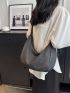 Minimalist Hobo Bag Oversized Zipper Denim