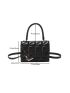 Mini Square Bag Quilted Detail Top Handle Flap Black PU