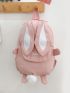 Letter Graphic Novelty Bag Pompom & Rabbit Ear Decor With Zipper