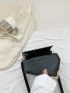 Mini Square Bag Quilted Detail Top Handle Flap Black PU