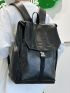 Medium Flap Backpack Black Minimalist Release Buckle For Daily