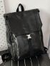Medium Flap Backpack Black Minimalist Release Buckle For Daily