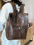 Medium Flap Backpack Brown Minimalist Release Buckle For Daily