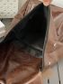 Medium Flap Backpack Brown Minimalist Release Buckle For Daily