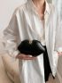 Chain Novelty Bag Lip Design PU Black
