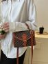 Mini Square Bag Geometric Pattern Buckle Decor Top Handle