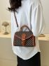 Mini Square Bag Geometric Pattern Buckle Decor Top Handle