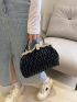 Embossed Detail Square Bag Black