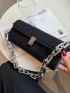 Small Baguette Bag Studded Decor Chain Flap PU