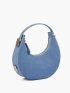 Denim Genuine Leather Handbag For Women Mini Hobo Bag