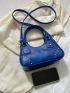 Small Shoulder Bag Solid Color Studded Decor Double Handle