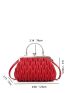 Small Square Bag Neon Red Stitch Detail Kiss Lock