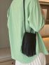 Mini Crossbody Bag Fringe Decor Black
