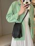 Mini Crossbody Bag Fringe Decor Black