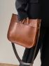 Geometric Pattern Strap Crossbody Bag, Solid Color Hobo Bag, Shoulder Zipper Bag For Work