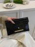 Crocodile Embossed Envelope Bag Metal Decor Black