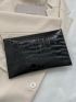 Crocodile Embossed Envelope Bag Metal Decor Black