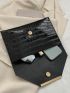 Crocodile Embossed Envelope Bag Metal Decor Black