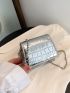 Mini Flap Square Bag Geometric Embossed Metallic Funky