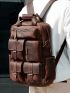 Joyir Men Genuine Leather Canvas Backpack Vintage Daypack Multi Pocket Casual School Daypack Camping Bag