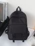 Medium Functional Backpack Solid Color Release Buckle Decor