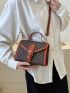 Mini Square Bag Geometric Pattern Buckle Decor Top Handle