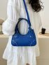 Small Shoulder Bag Solid Color Studded Decor Double Handle