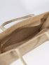 Medium Tote Bag Sequin & Fringe Decor Double Handle